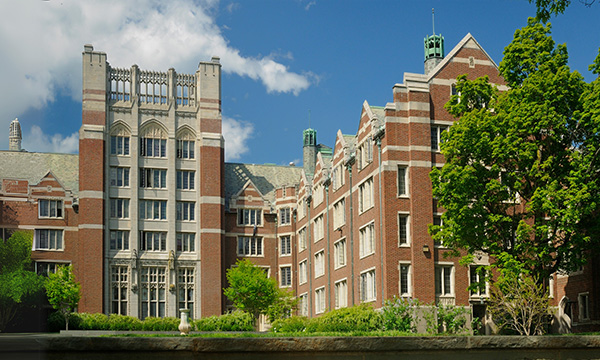 An image of a campus building in the summer